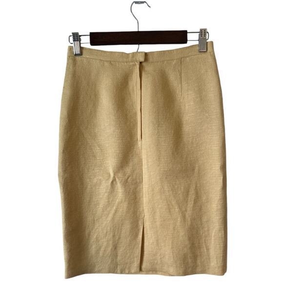 Vintage Albert Nipon Pencil Skirt 26" Waist Yellow Gold Textured Career Work - Picture 2 of 9